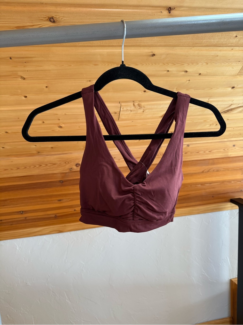 aerie Crisscross Back Bralette in Burgundy